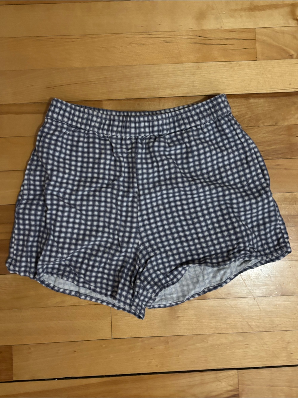 Simons Blue and White Gingham Athletic Shorts